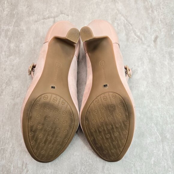 Memory Foam Maryjane Pumps Sz 8 Light Pink Suede Block Heel Comfort Dressy Shoes - Picture 8 of 12